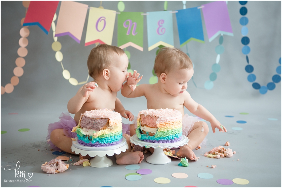 Twins Super-Sized Rainbow Art Birthday Party // Hostess with the Mostess®