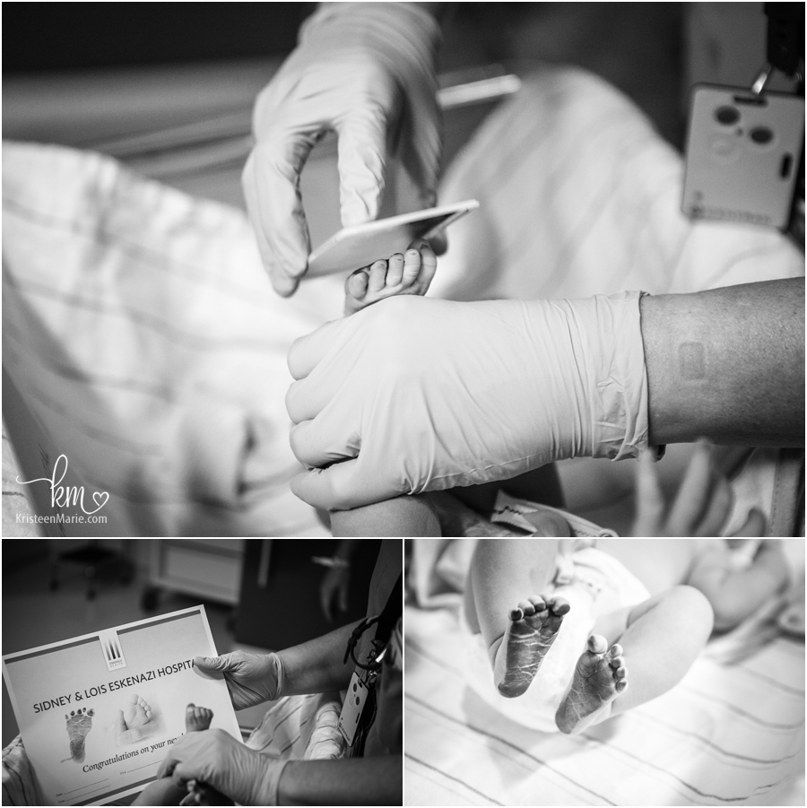 newborn baby foot prints in hospital