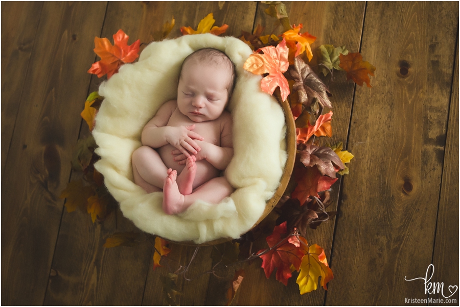 fall photos with newborn baby
