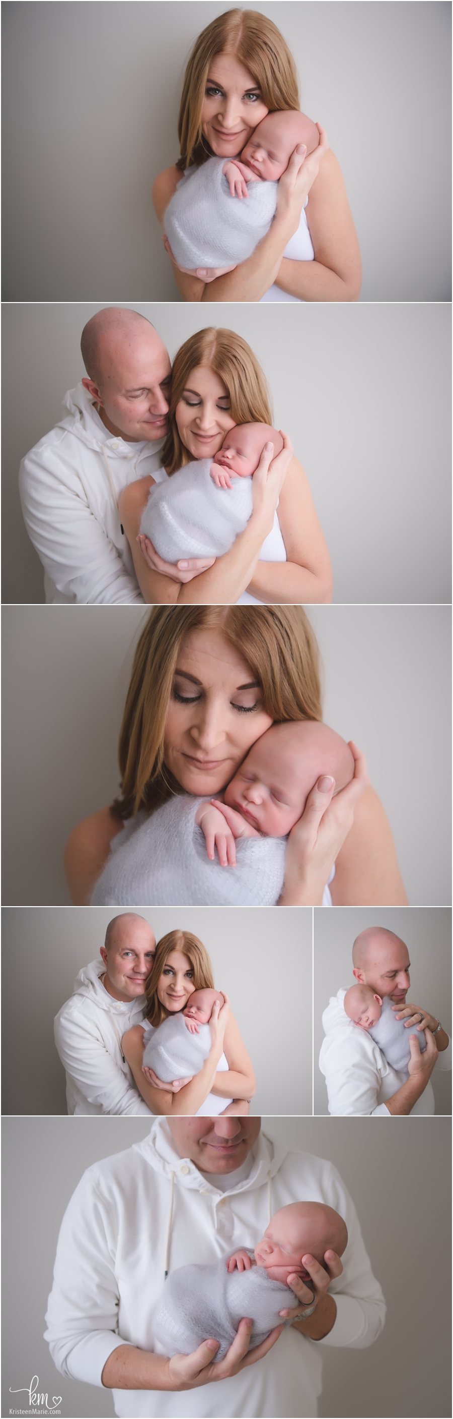 parents and newborn baby - studio poses for parents and baby - intimate