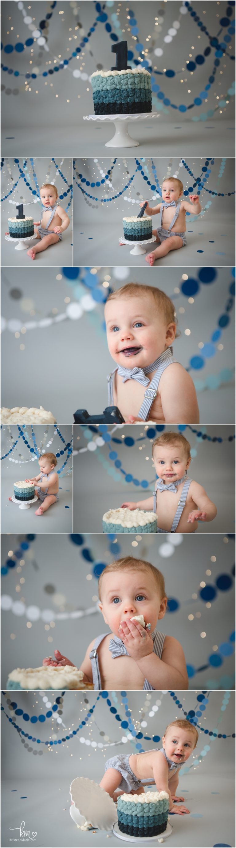 Blue and White 1st Birthday Cake Smash Session - Indianapolis ...