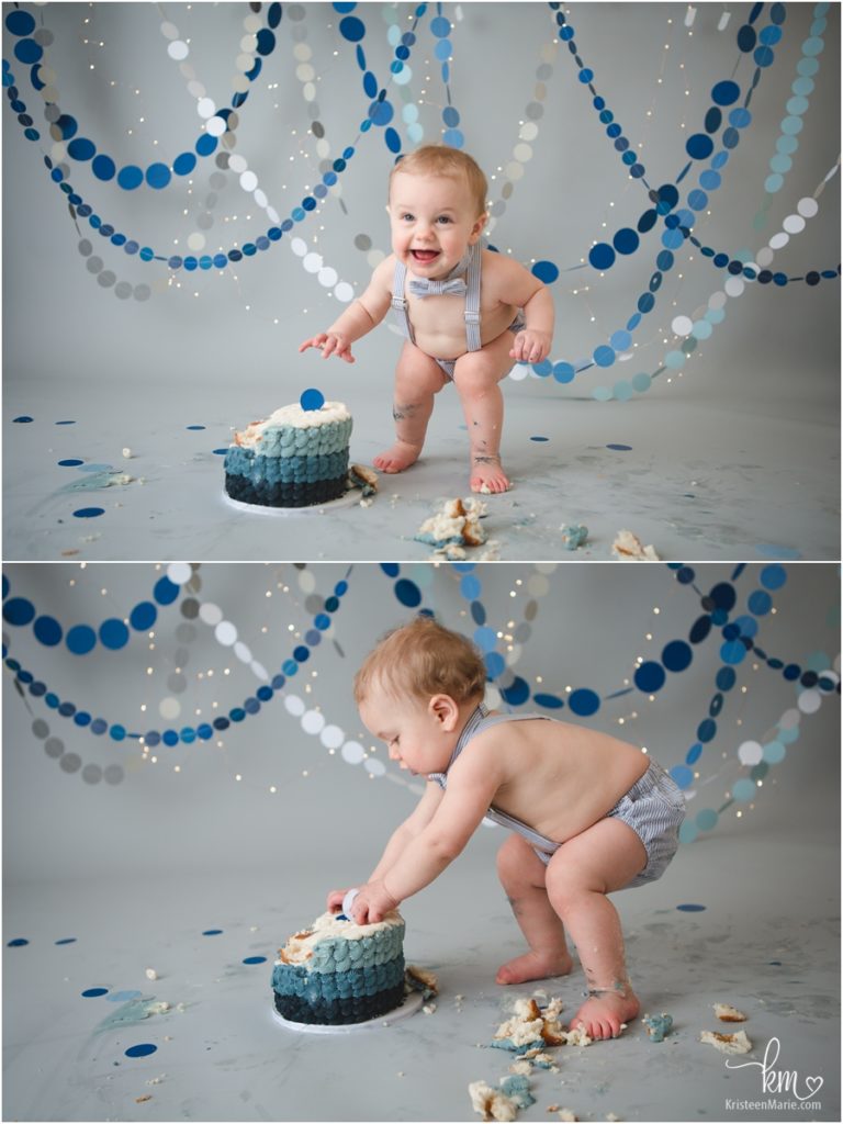 Blue and White 1st Birthday Cake Smash Session - Indianapolis ...