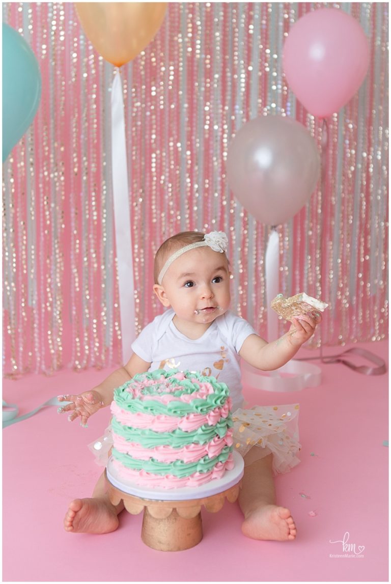 Skye is ONE! Zionsville Cake Smash Photography · KristeenMarie
