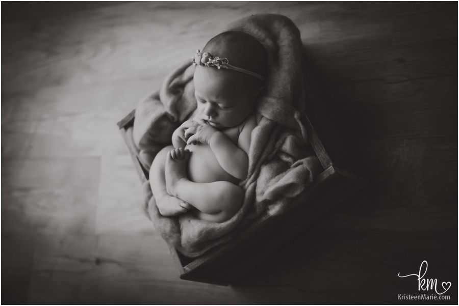 black and white newborn picture - Westfield, Indiana
