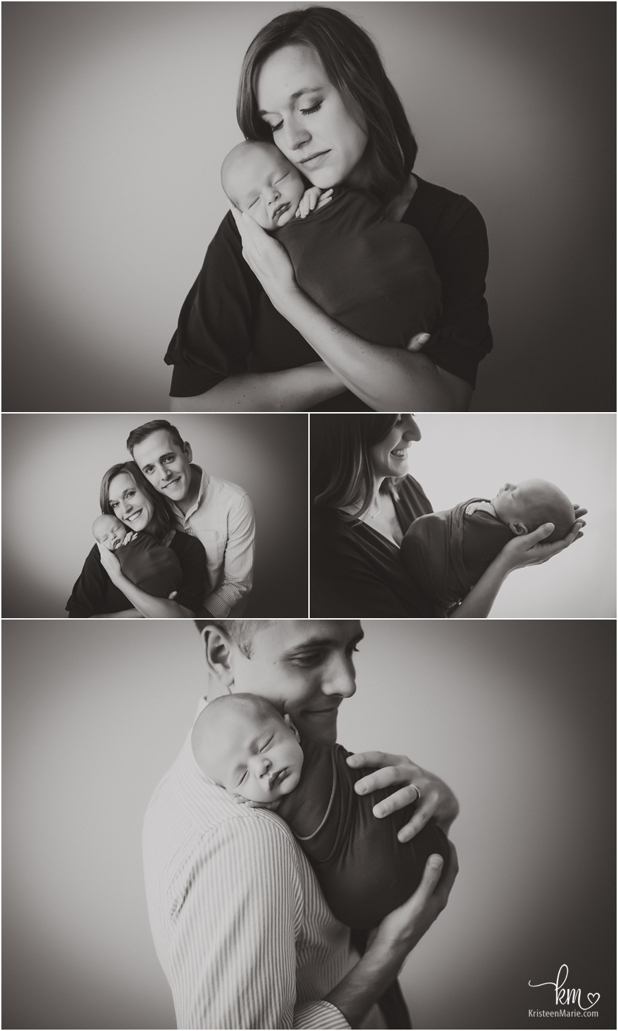 black and white family pictures with newborn - Indianapolis newborn photography