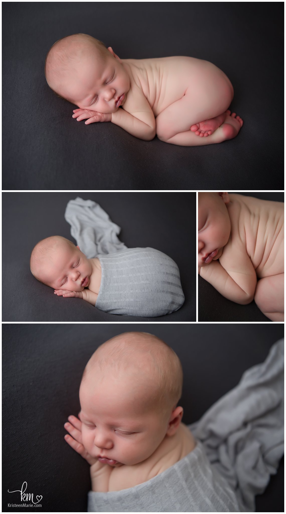 Sleeping Newborn Baby in neutral colors - Zionsville Newborn photographer