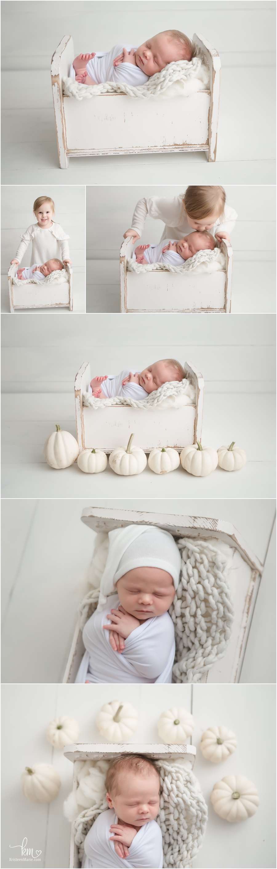 white and cream newborn pictures - siblings and halloween - neutral colors - so sweet!