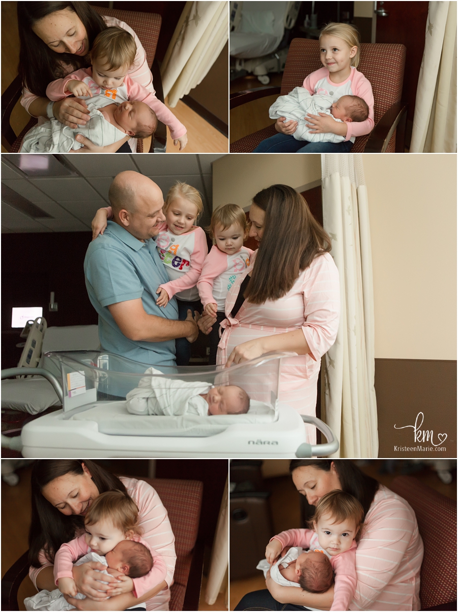 The whole family with their newborn baby - Indianapolis Fresh 48 session