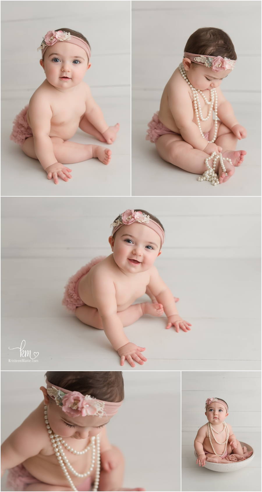 Sitter session - baby girl in diaper cover - Zionsville child photographer