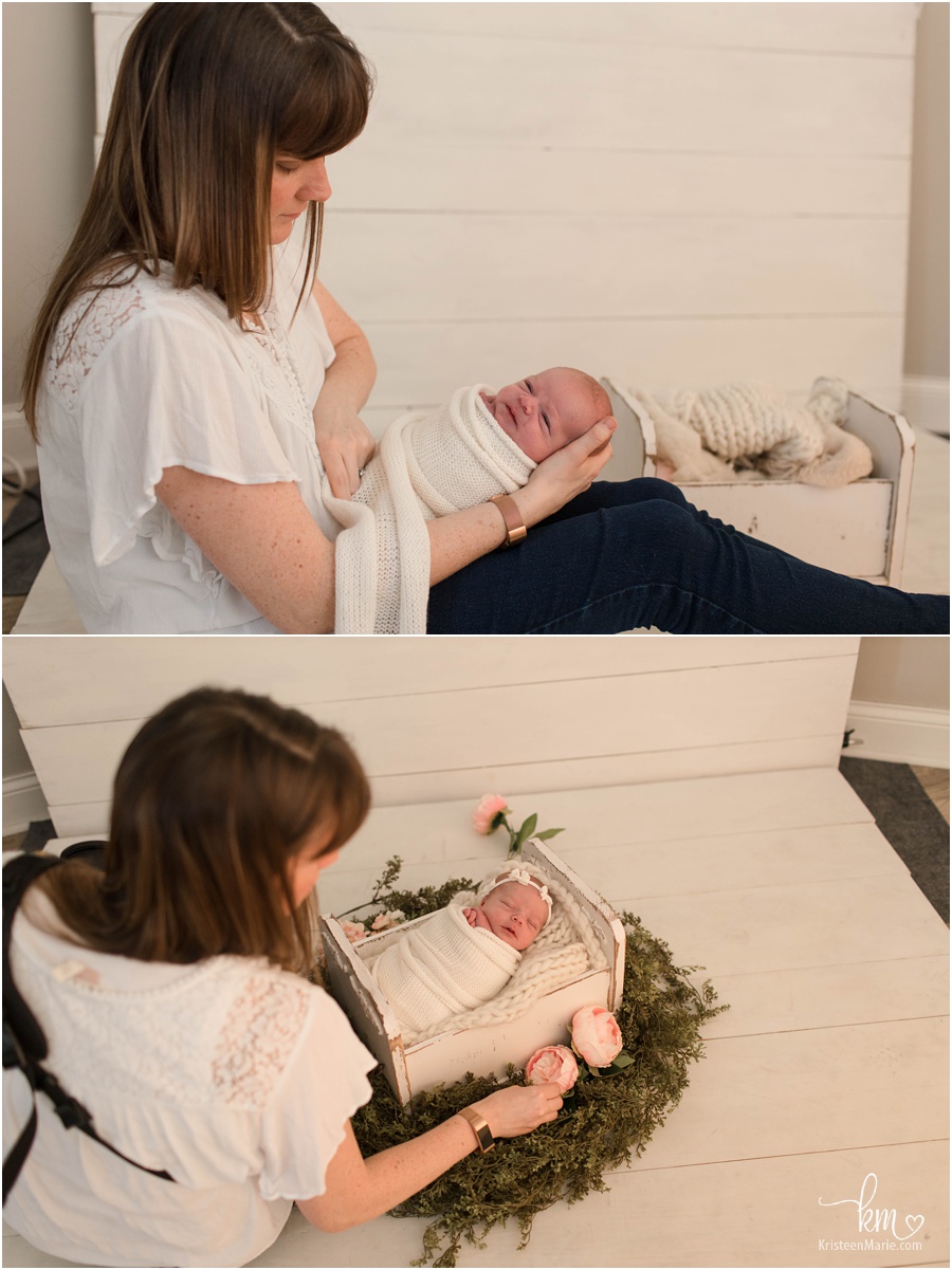 wrapped baby shots - behind the scenes of a newborn session