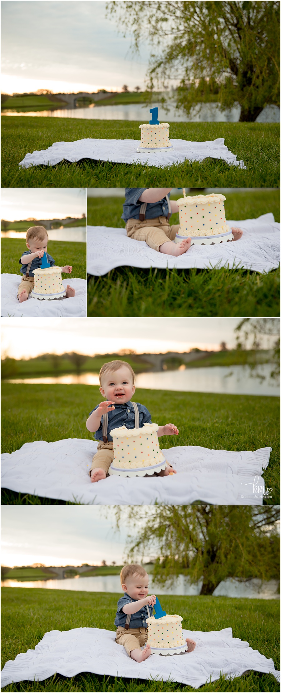 outdoor cake smash session at sunrise in Indianapolis - Indy family photography