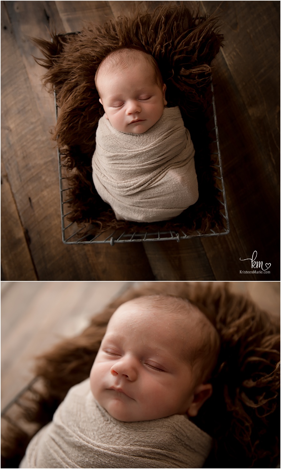 rustic newborn photography in studio - Indianapolis newborn photographer