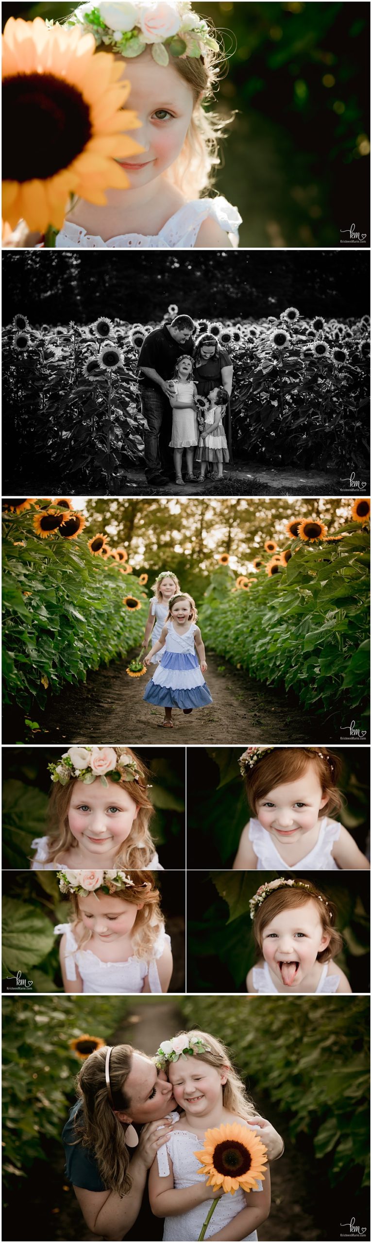 playing in sunflower field - Indianapolis photogrpaher