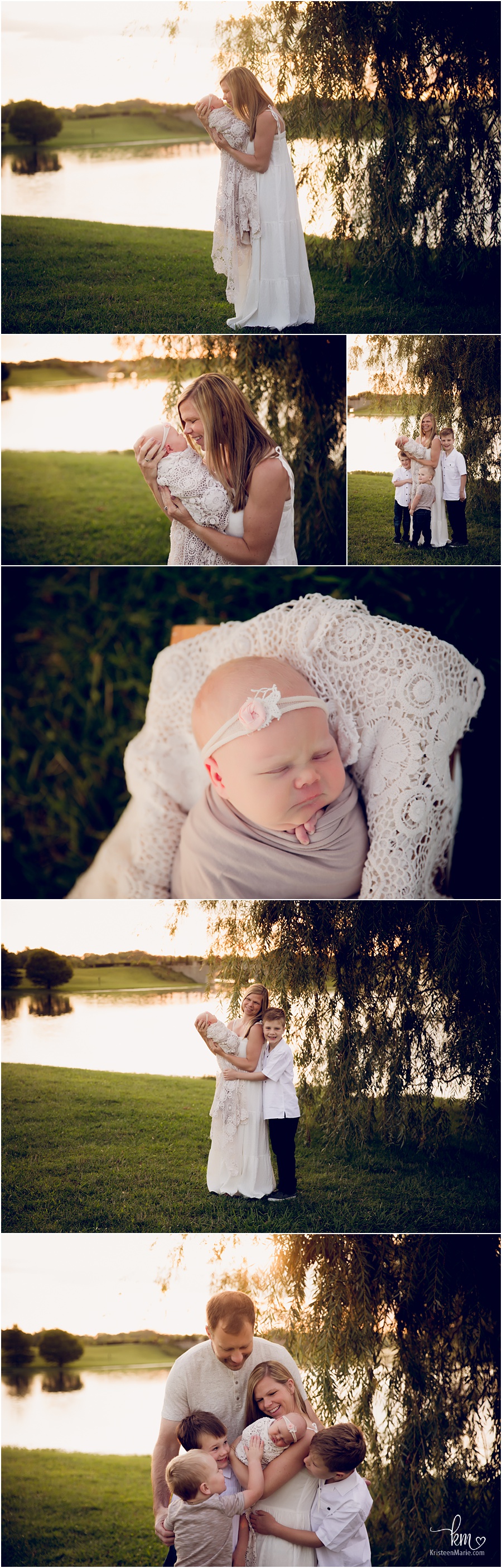 outdoor newborn photography session at sunrise 