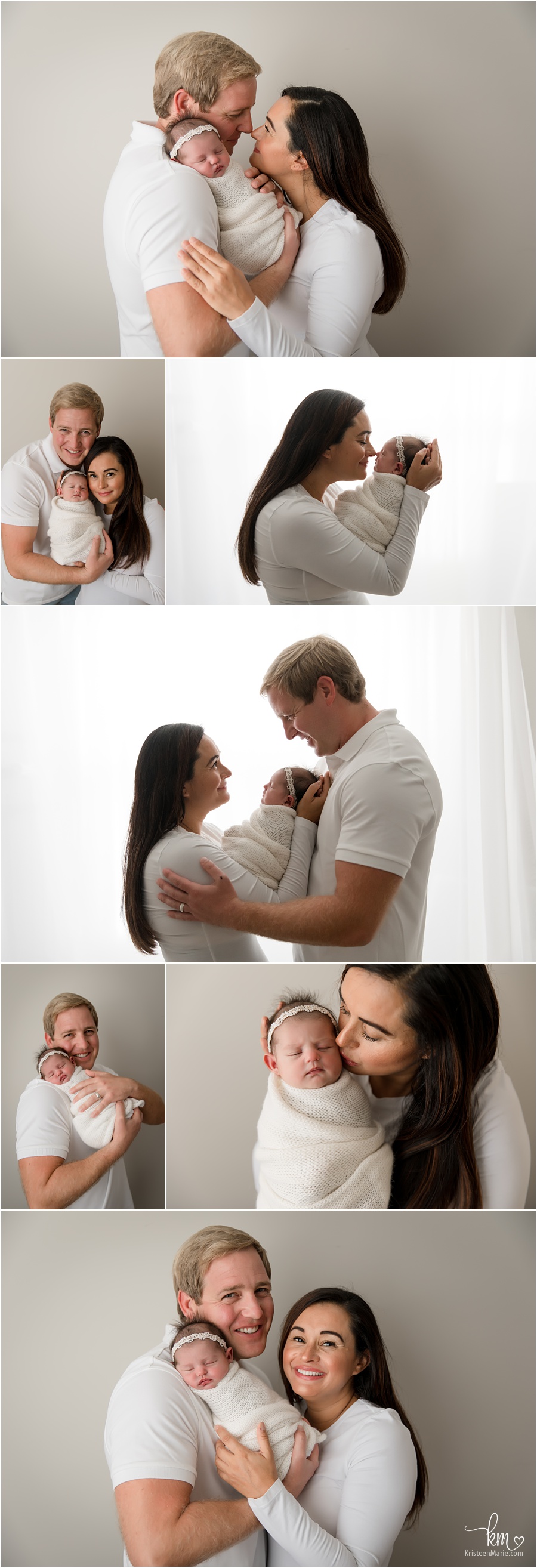family poses with newborn baby