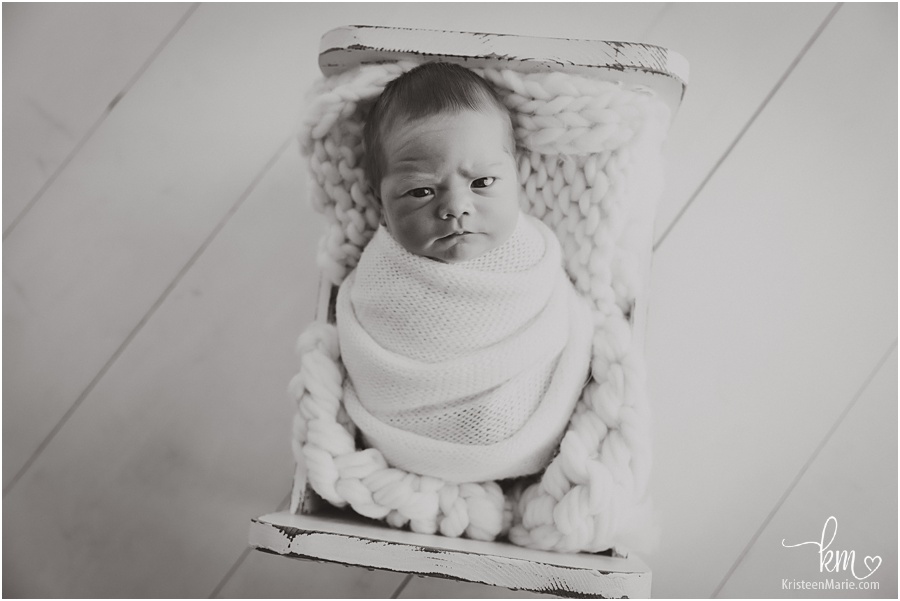 newborn boy black and white newborn image