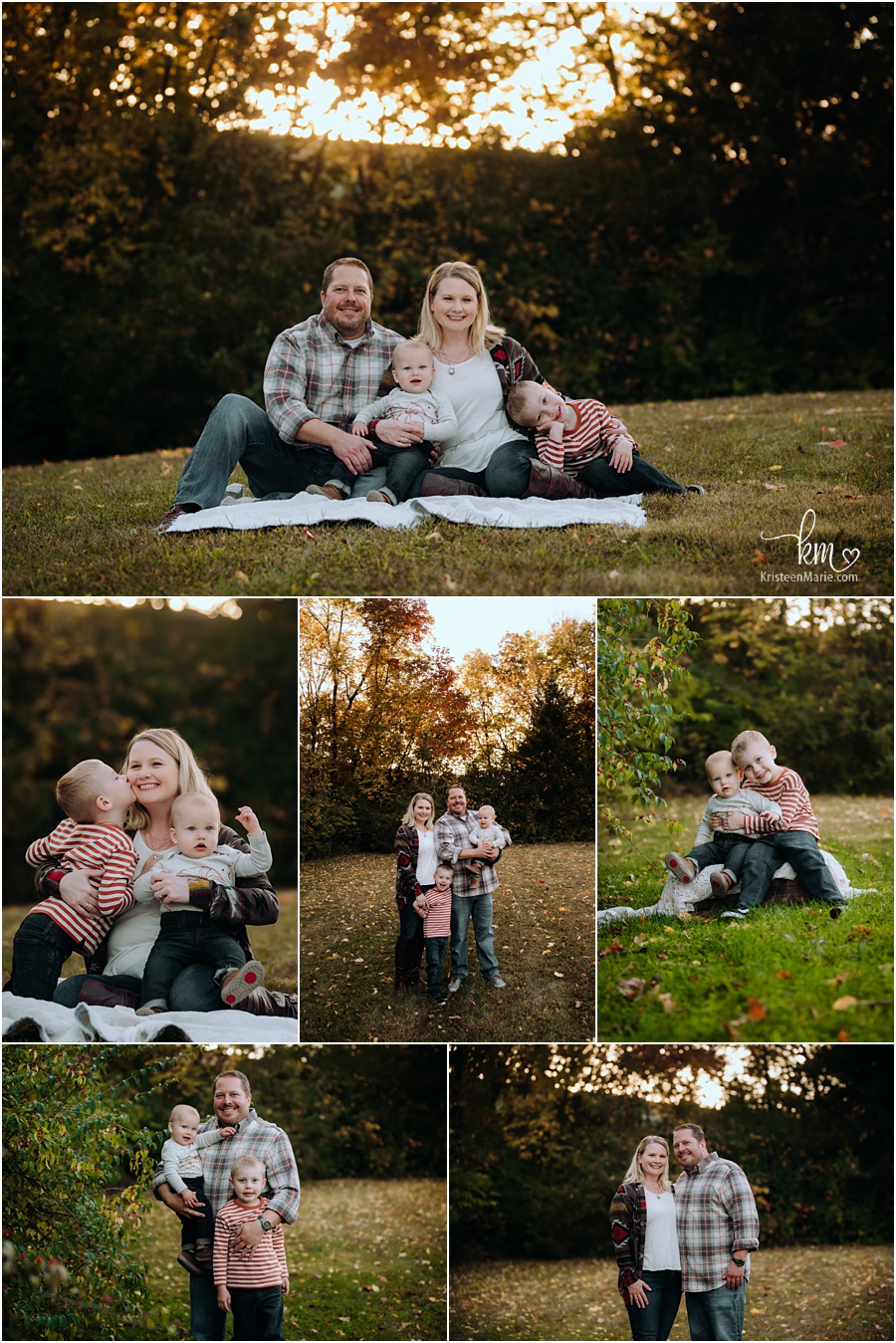 Outdoor family pictures at sunset - Indianapolis, IN 
