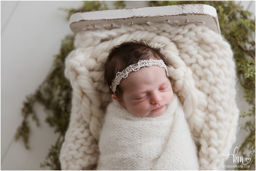 baby girl on white - Indianapolis newborn photography