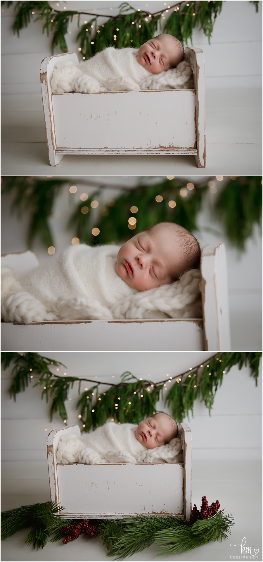 newborn Christmas pictures - twinkle lights