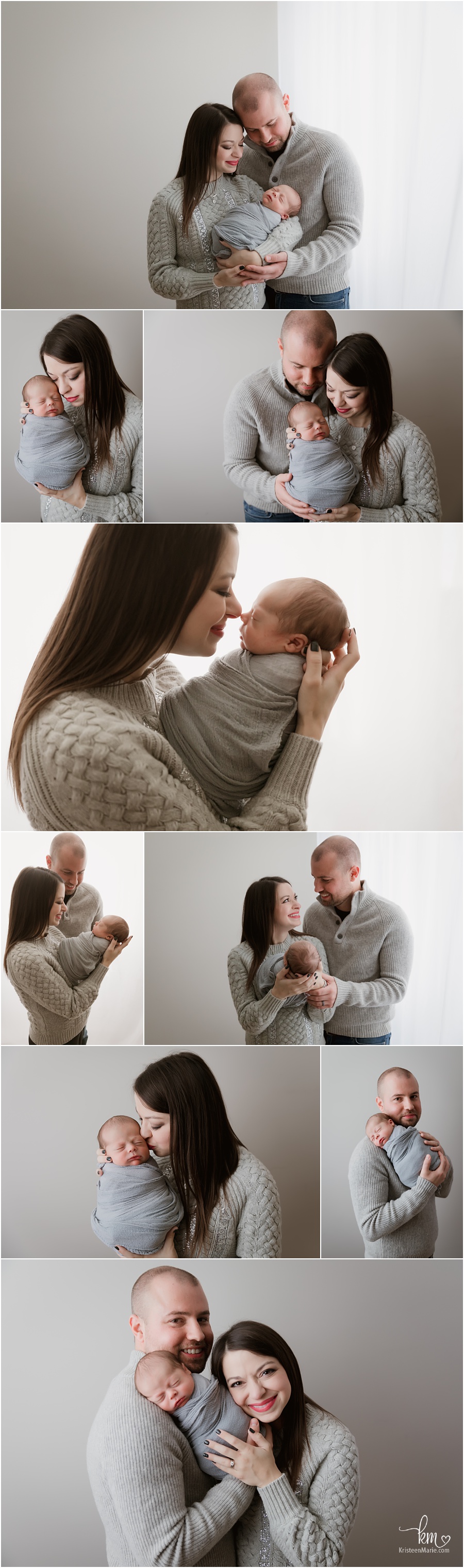 family poses with newborn baby - Indianapolis newborn photography - family of 3