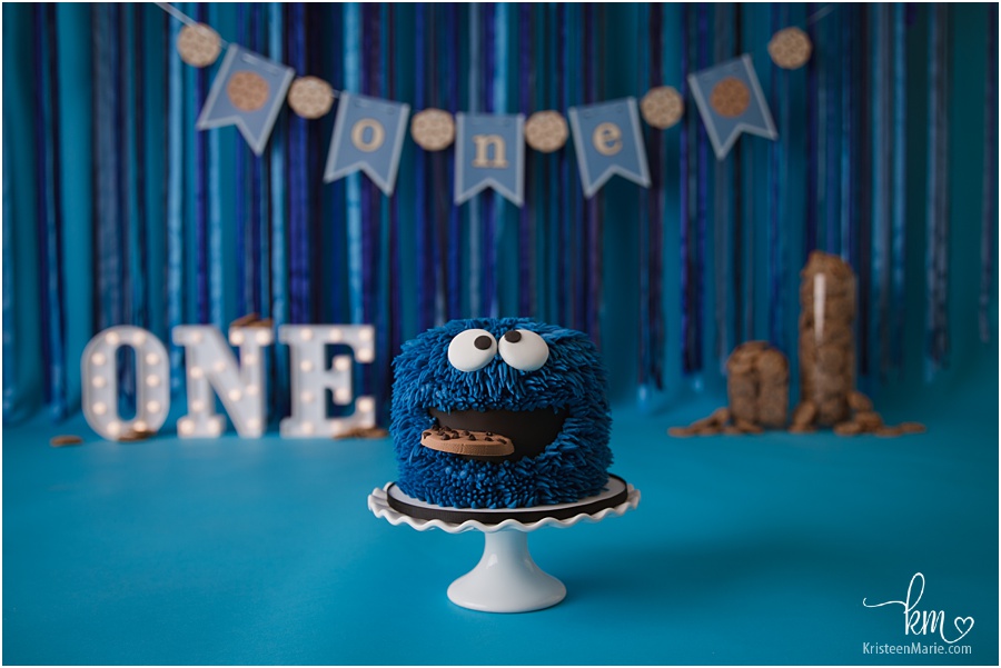 Cookie Monster 1st birthday cake smash - Cookie Monster Cake