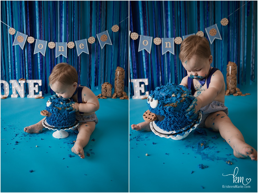 adorable birthday boy with cake