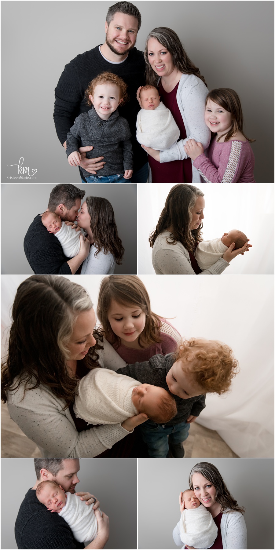 family poses with newborn baby - family of 5