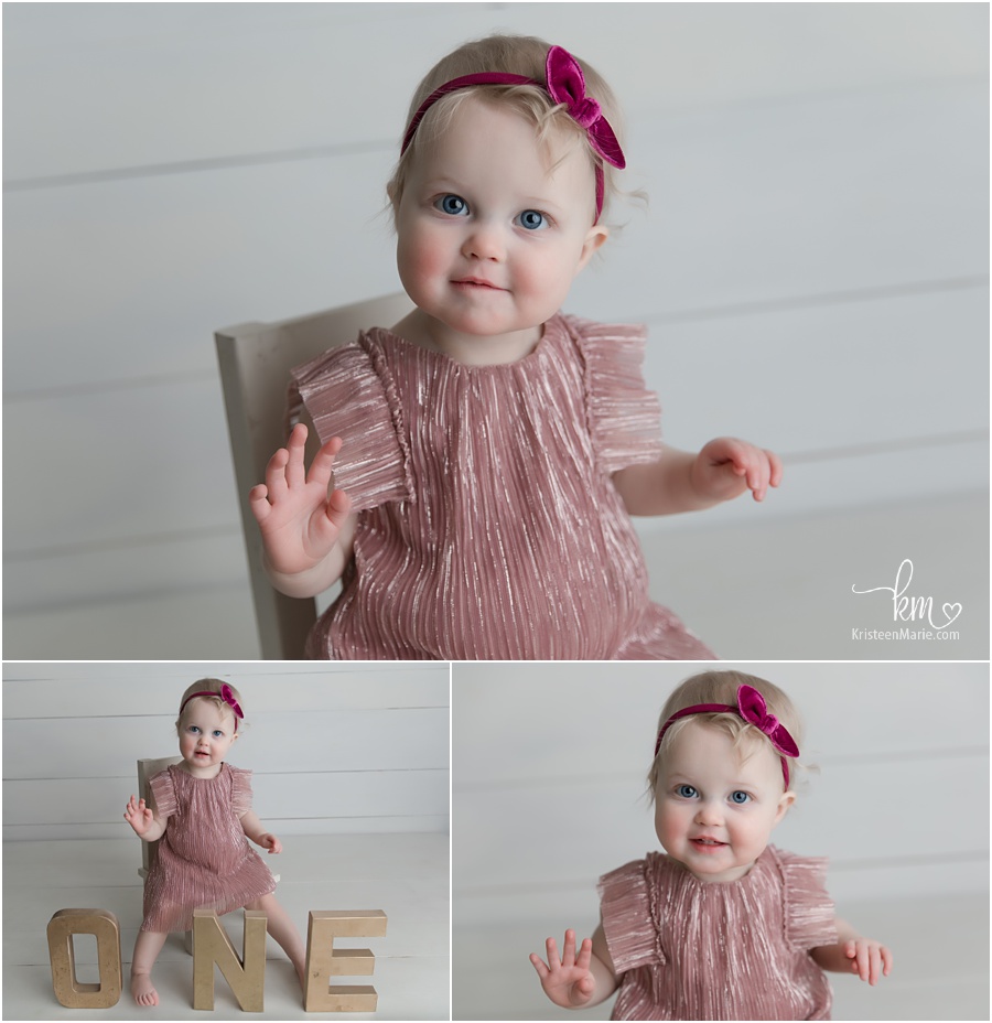 1 year old girl in pink dress