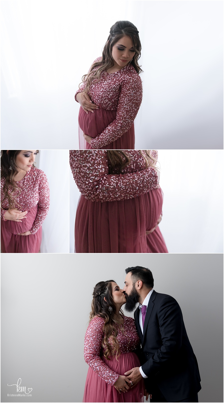 In-studio maternity photography - backlit
