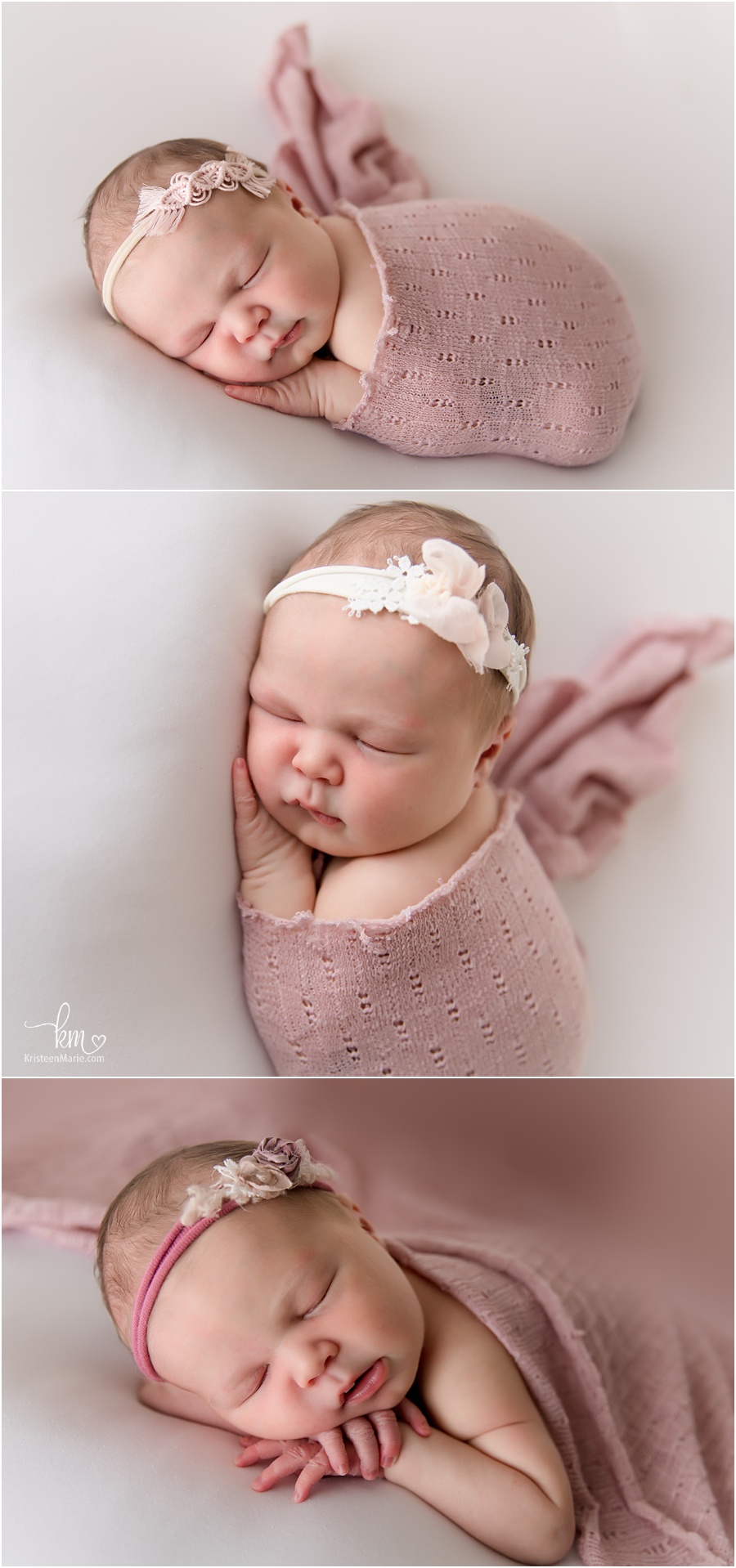 newborn baby girl in pink - newborn photography
