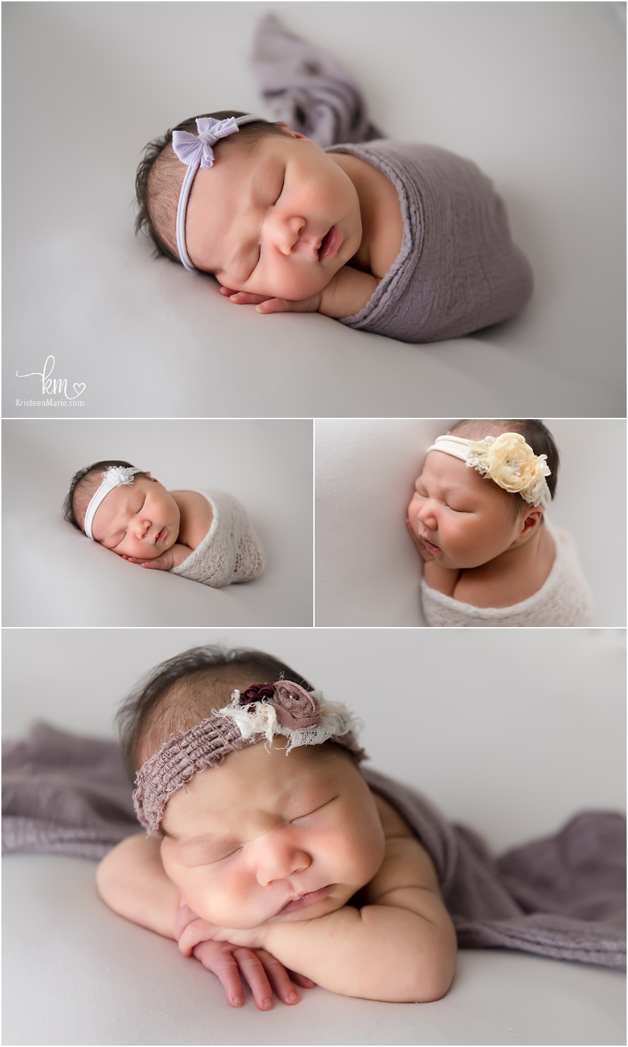 Newborn baby girl photography - baby in purple