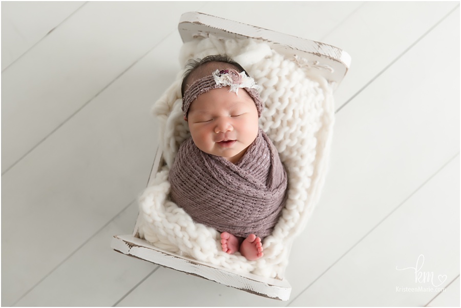 smiling newborn baby girl - Indianapolis newborn photographer