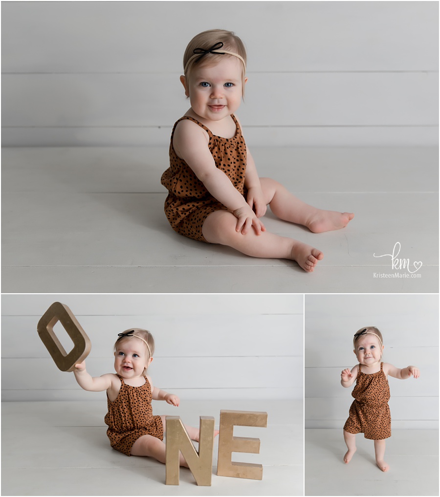 one year old in photography studio