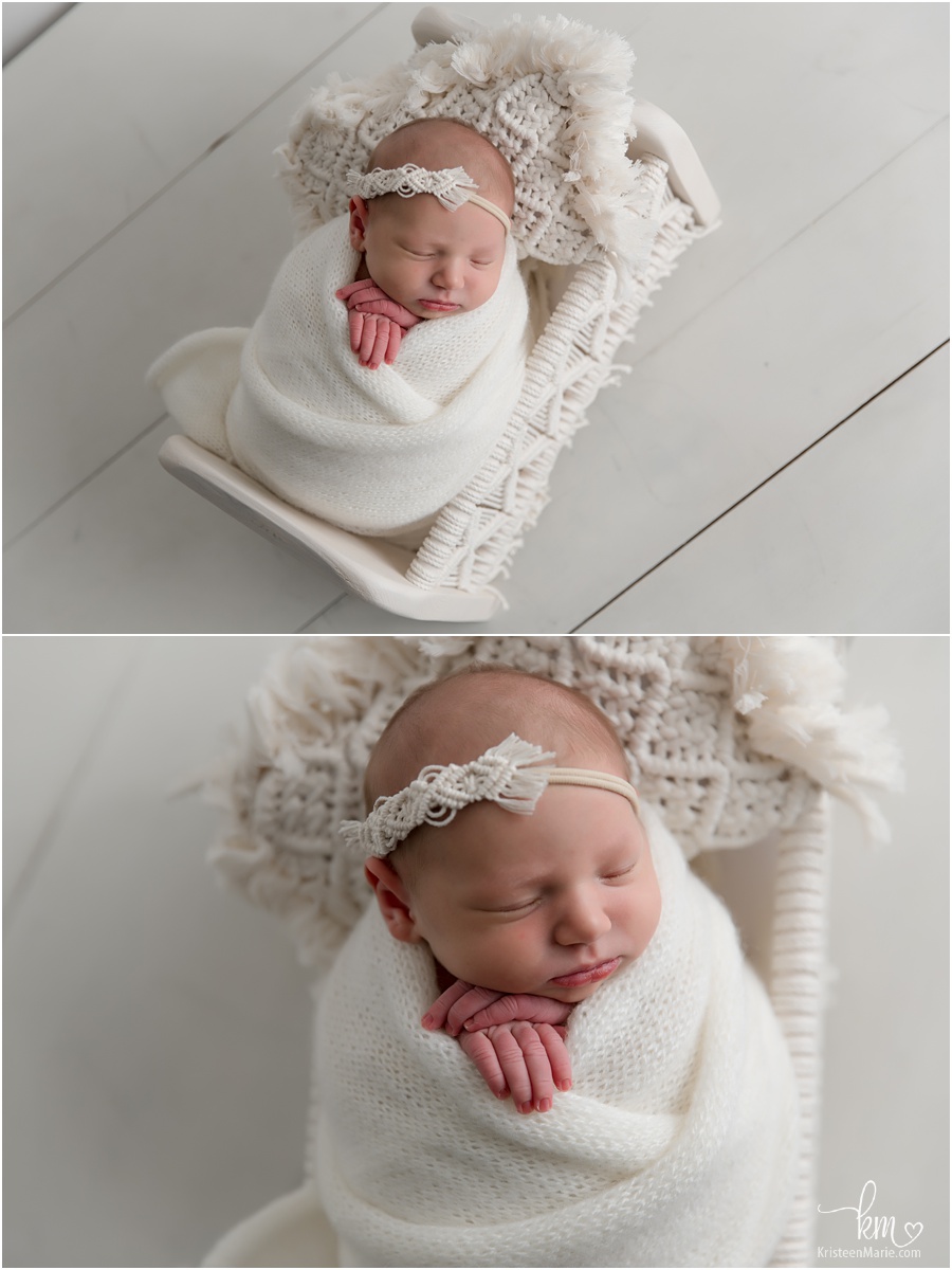newborn photography with all white