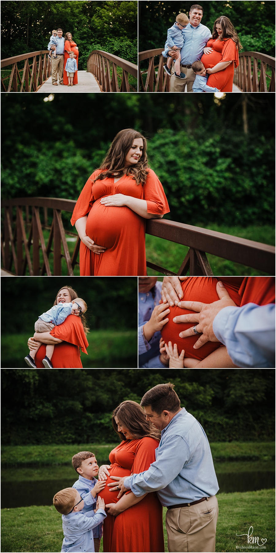 family on bridge in Indianapolis - maternity photography