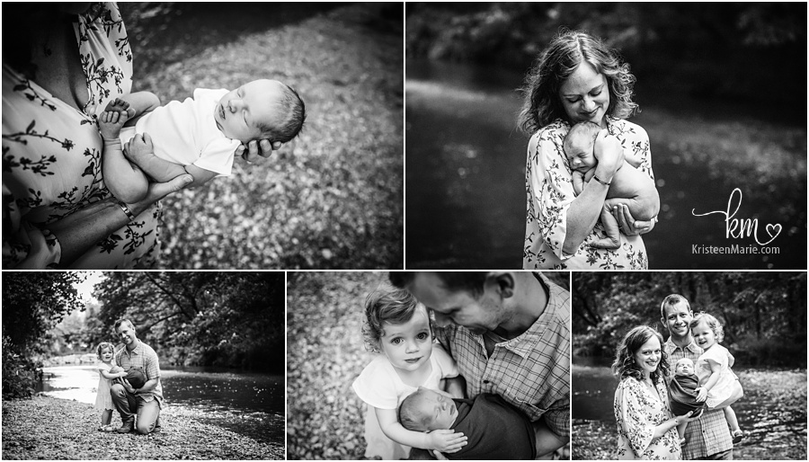 black and white newborn pictures family outdoors