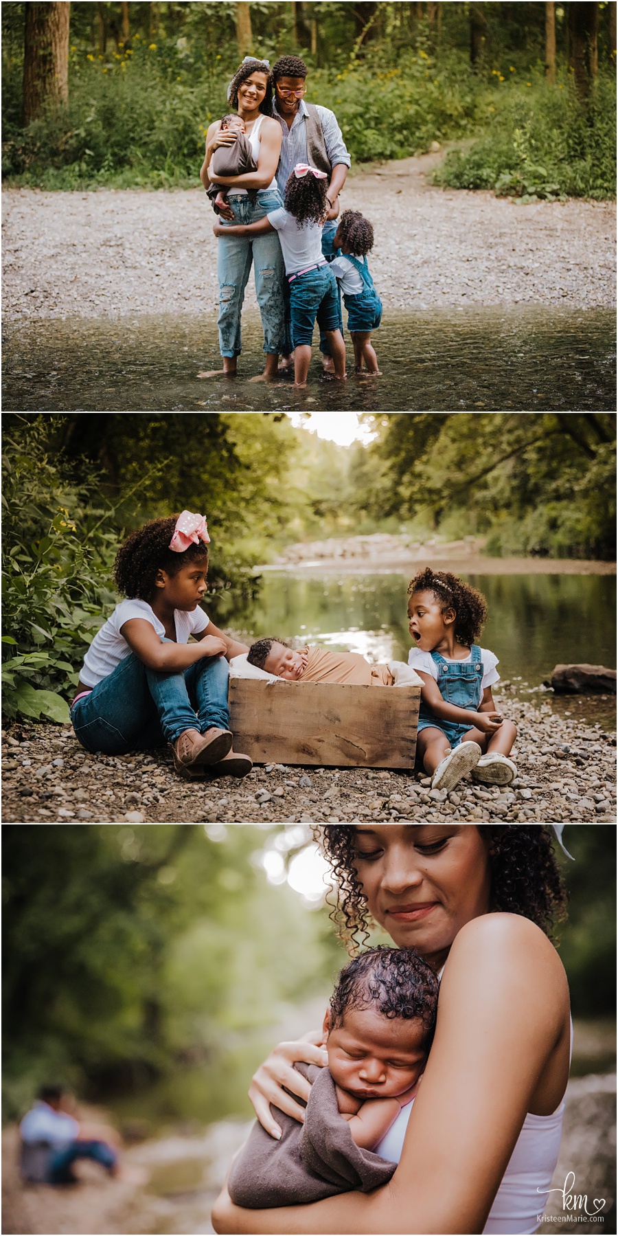 Indianapolis outdoor newborn pictures on creek