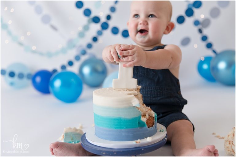 Blue Ombre 1st Birthday Cake Smash · KristeenMarie Photography