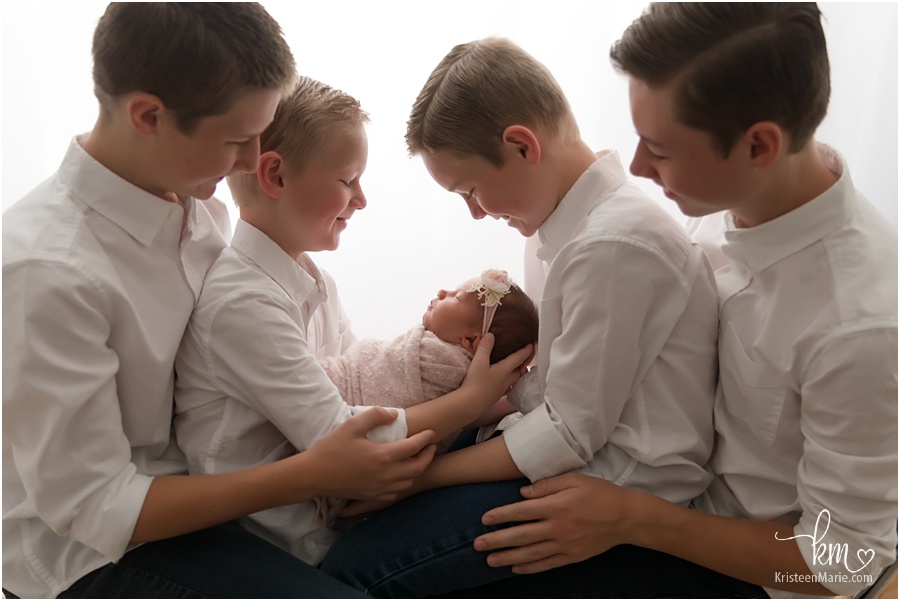 4 boys and brand new baby girl