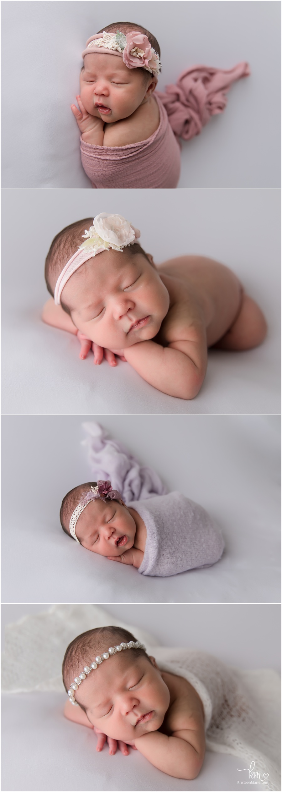 newborn baby girl beanbag poses 