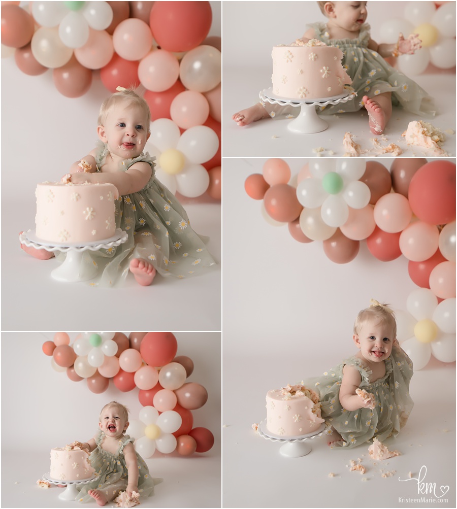 1st birthday fun - daisy cake smash session photography
