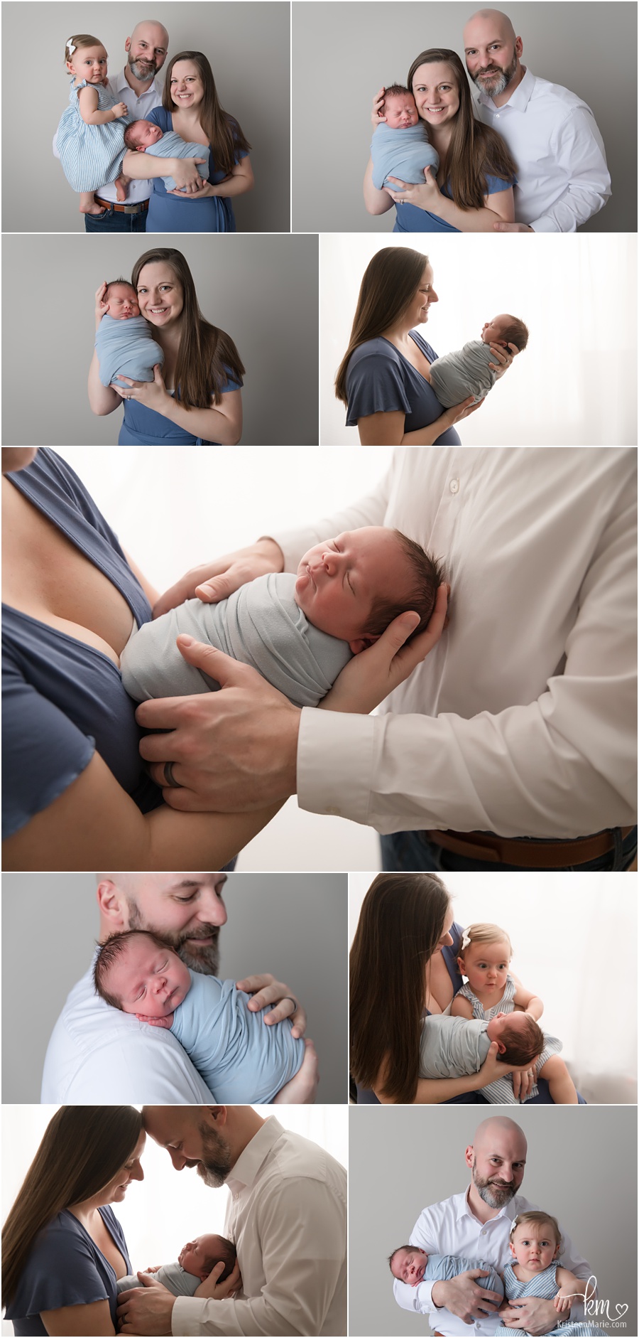 Zionsville Family pictures with newborn baby in photography studio