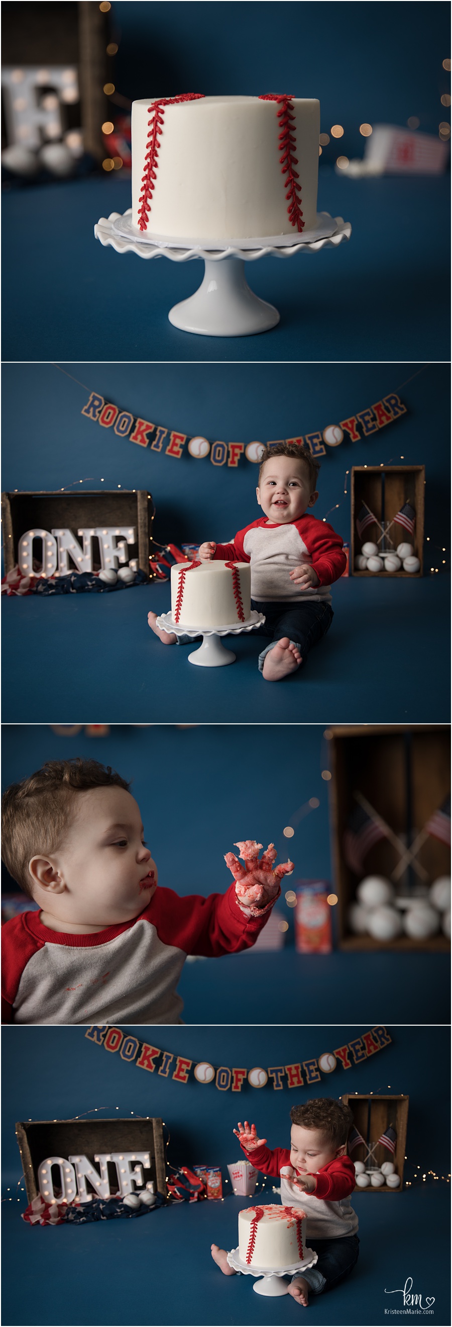 rookie of the year 1st birthday cake smash photography session