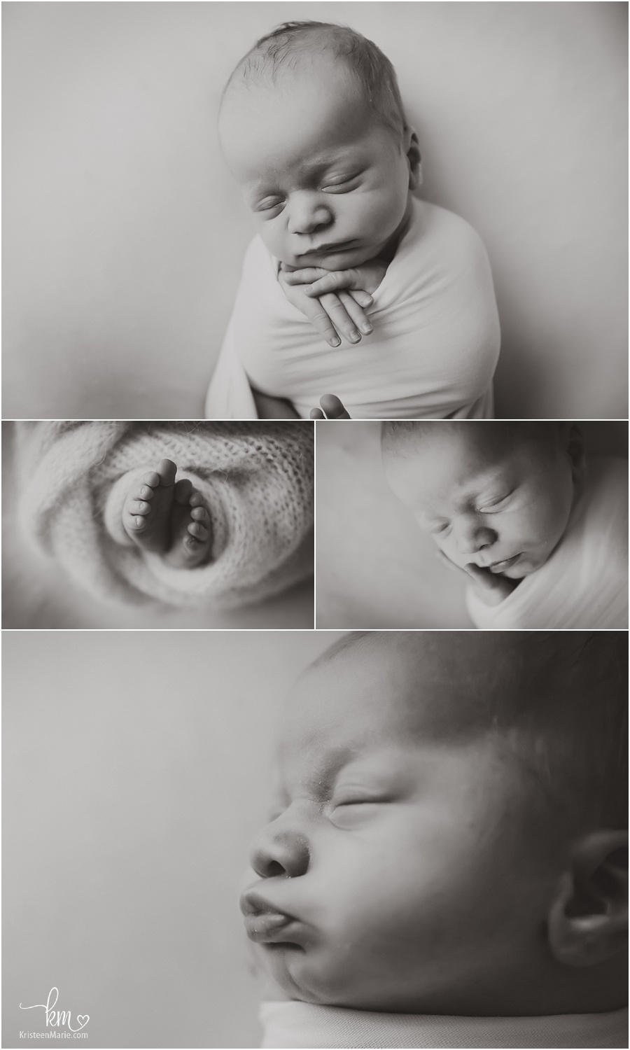 black and white newborn pictures - baby features