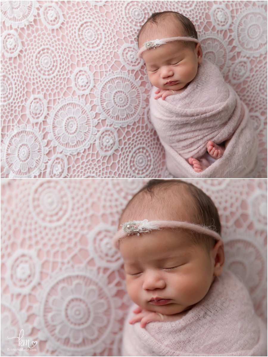 lace and pink newborn photography