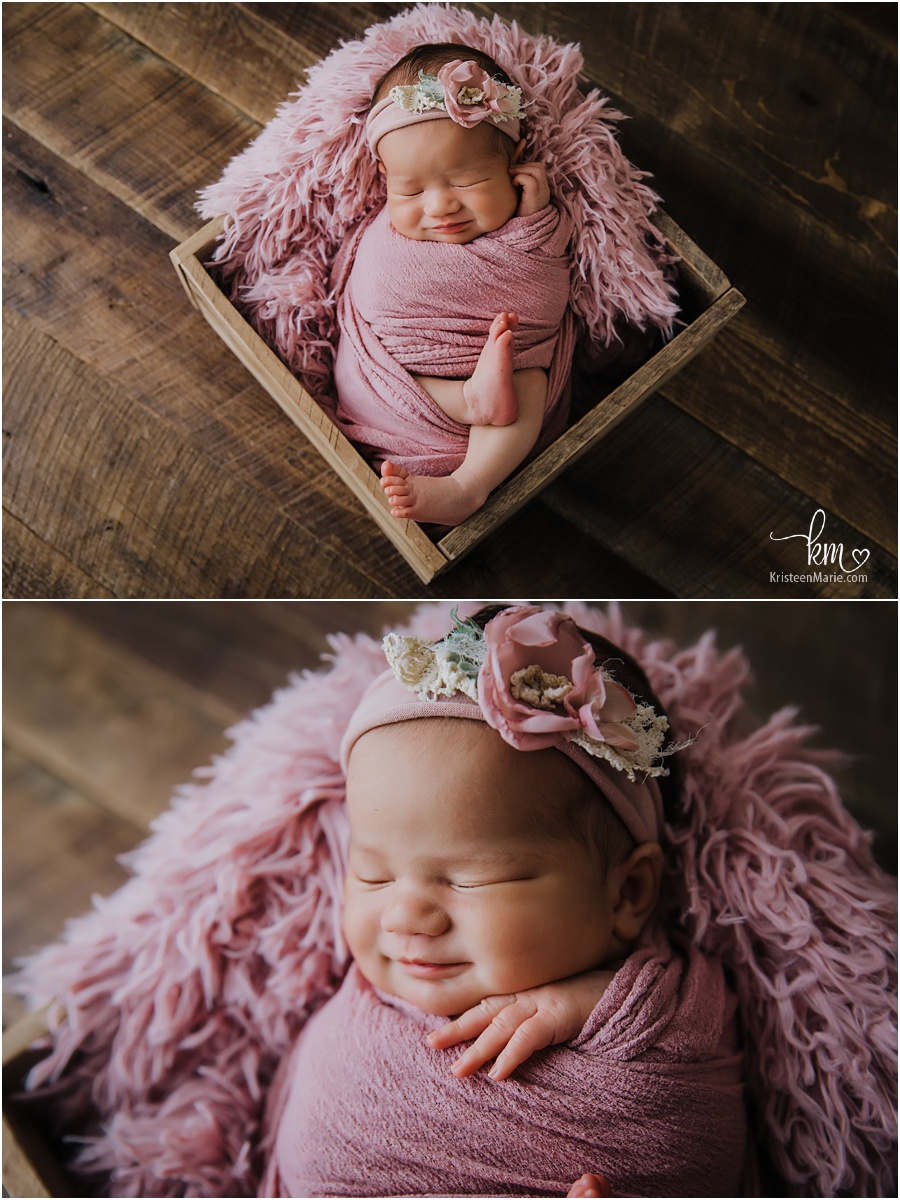 newborn baby in a box - pink 