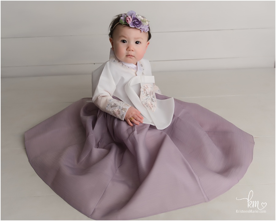 Traditional Chineese 1st birthday outfit - purple