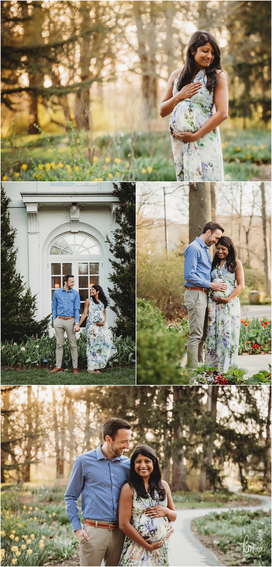 adorable expecting couple at Newfields for maternity photography