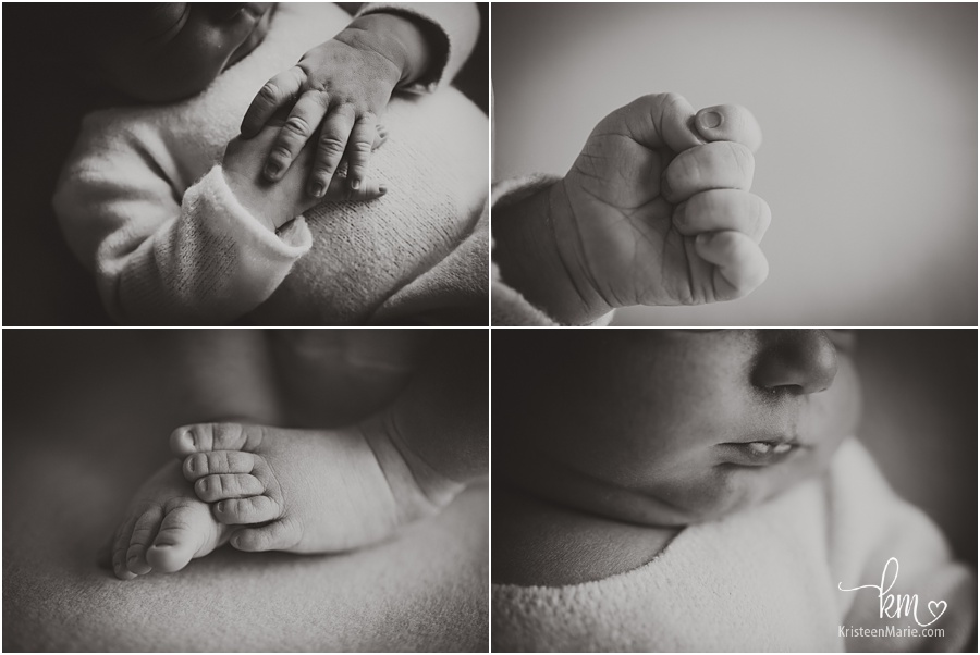 black and white baby features - hands, feet, lips