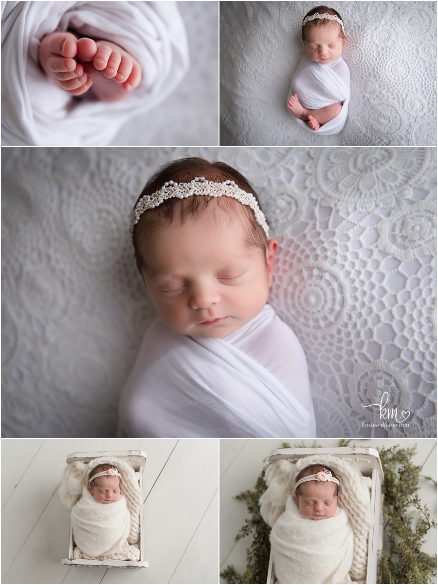 newborn girl on white - Zionsville Newborn Photography